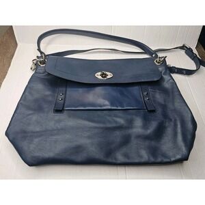 Pure Women's Blue Leather Handbag Shoulder Bag Classic Style